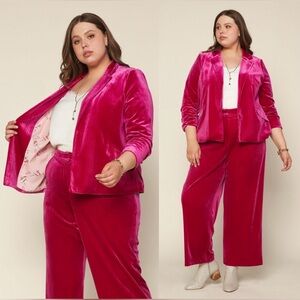 Skies are Blue Power Move Pink Velvet Blazer Women’s 1X